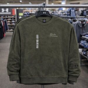 NWOT Under Armour Sweatshirt Men 2XL Olive Green Crewneck Pullover Oversized Gym